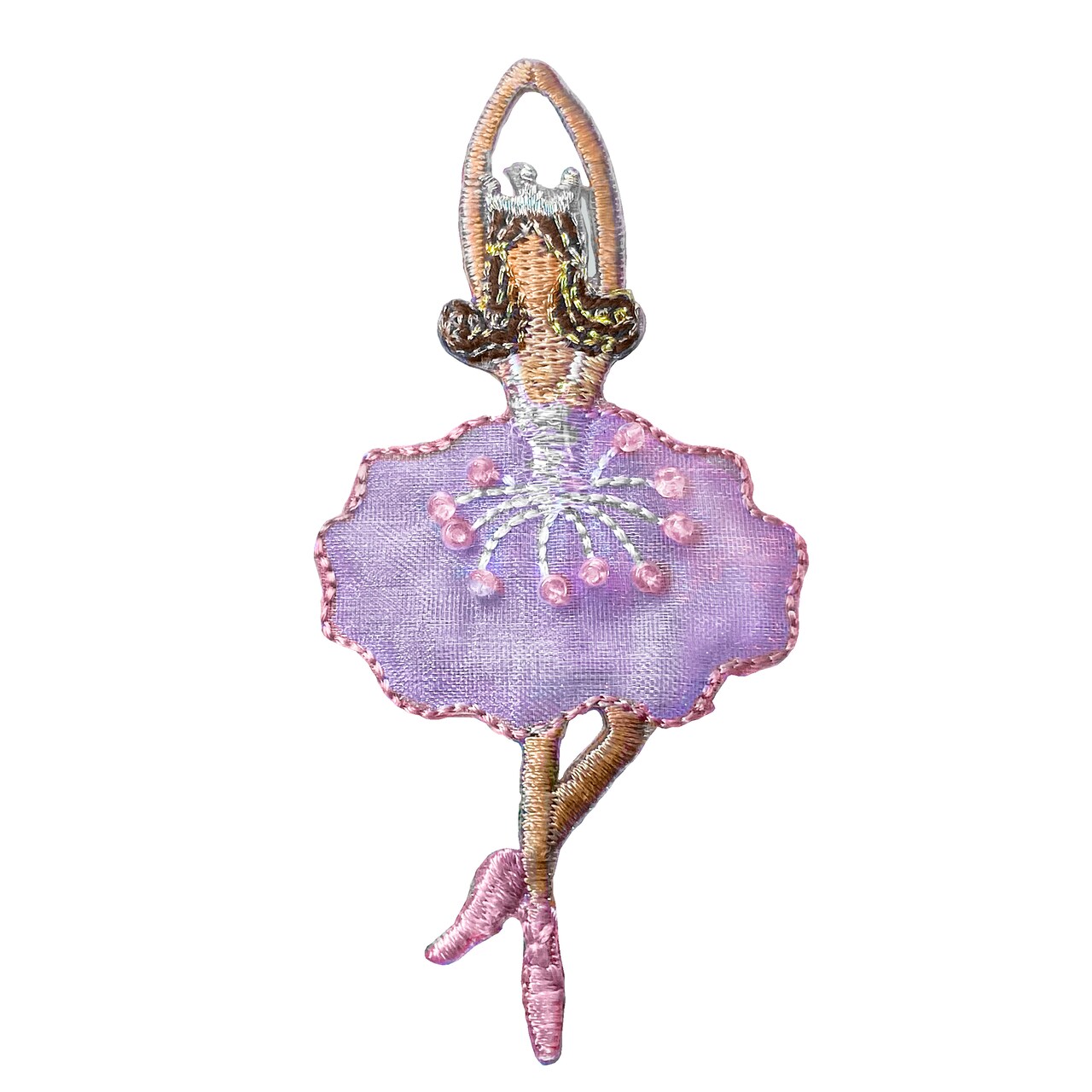 Ballerina in Lavender Dress, Ballet Dancer, Brown Hair, POC, Embroidered, Iron on Patch